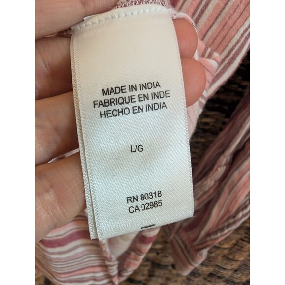 Lucky Brand Striped Button Up Boyfriend Shirt Womens Large Boho Top Preppy Beach - Picture 6 of 8